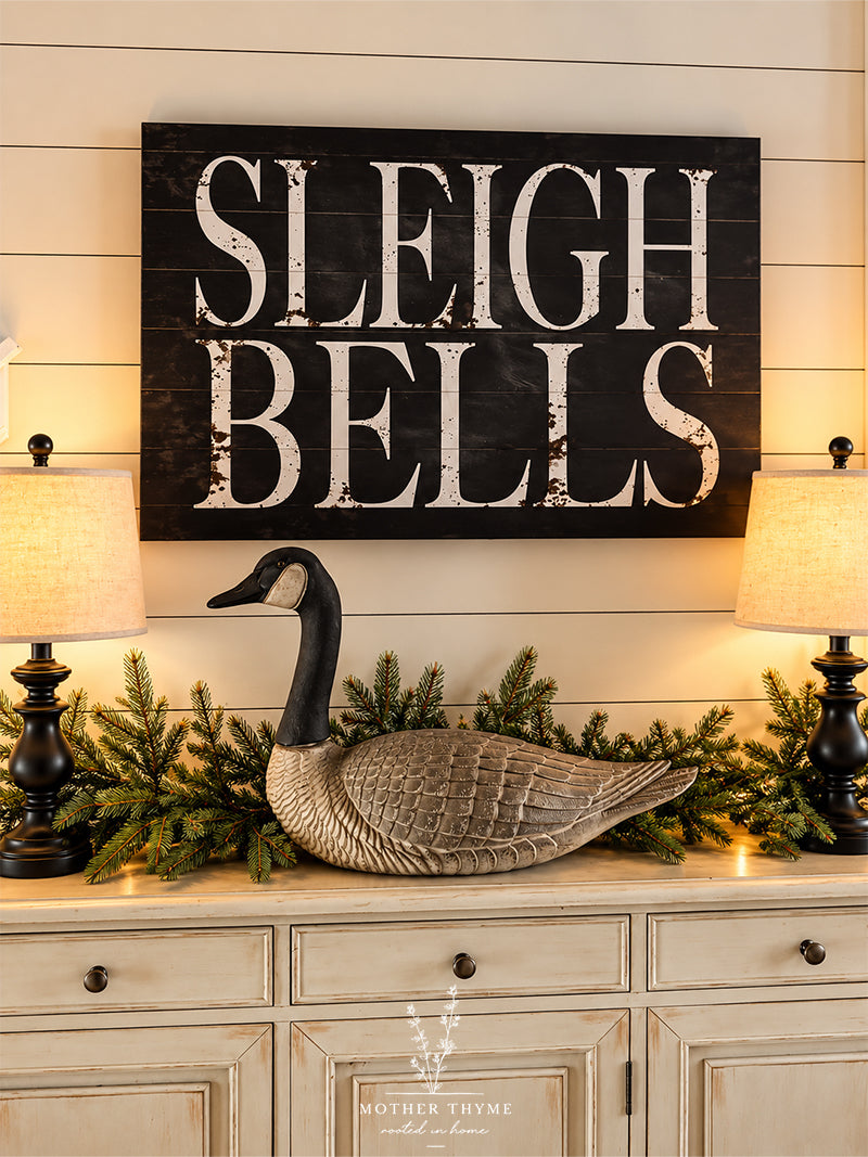 Sleigh Bells Christmas Canvas Wall Art - 36x24